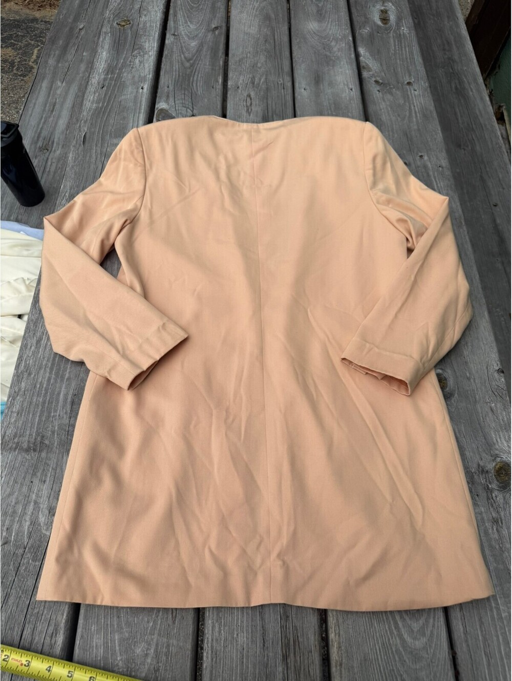 Vintage Apart Women’s Peach Longline Collarless Blazer Size 10‎ Gold Buttons USA - Picture 10 of 10